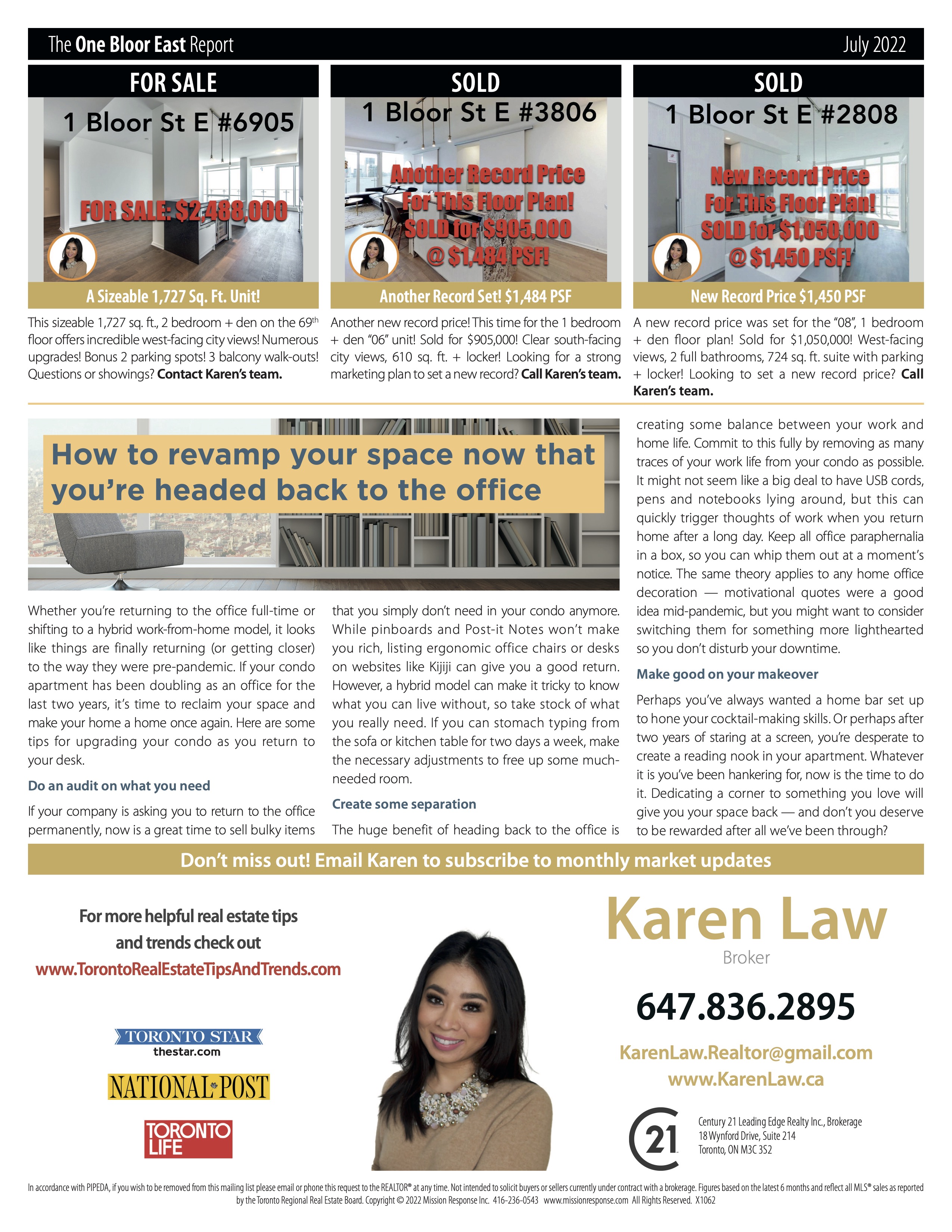 Recent sales at 1 Bloor